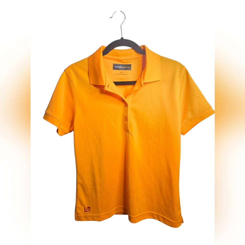 Loudmouth Golf Polo Shirt Womens Size Medium Orange Short Sleeve Collar Buttons